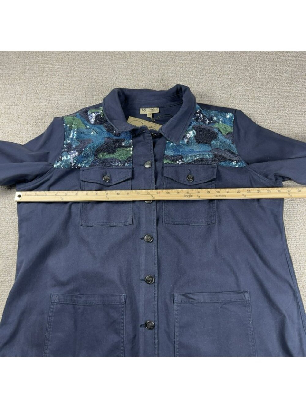 DG2 Diane Gilman Plus Sized Sequined Jacket Blue Women’s Size 2X - Picture 5 of 7